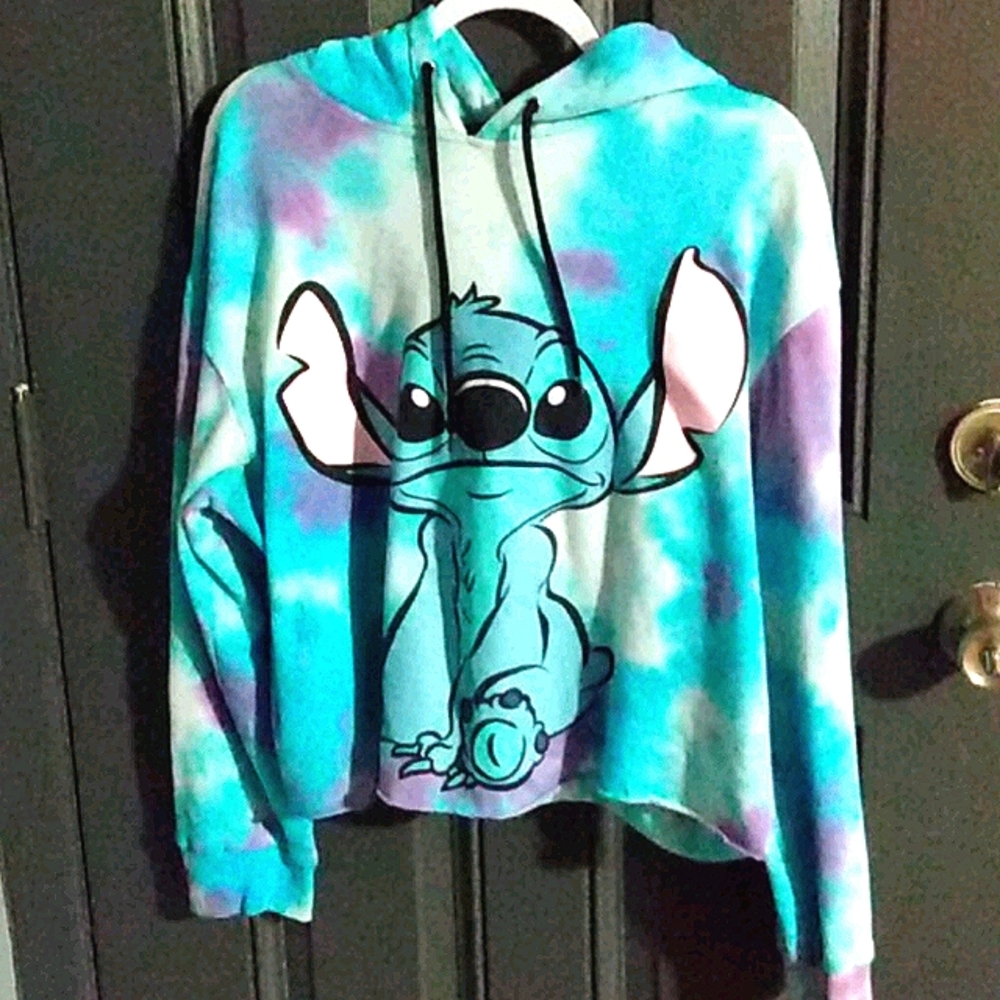 Tie-dye cropped Stitch hoodie